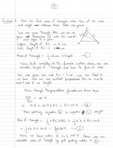 Calculating area of triangle when two sides and angle between the given sides are given