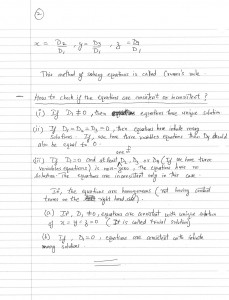 how  to solve system of linear equations using Cramer's method ?