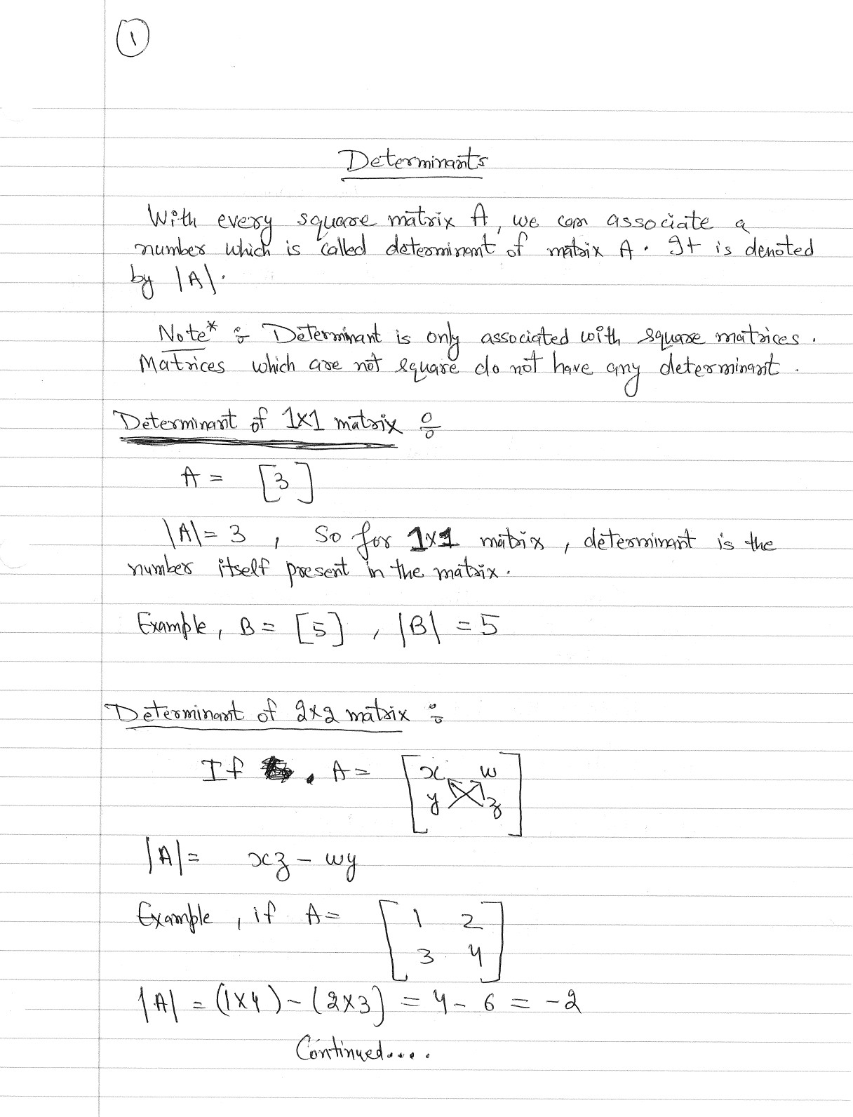 how to calculate determinant of matrix