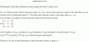 How determinant of Skew Symmetric matrix having odd order  is equal to zero