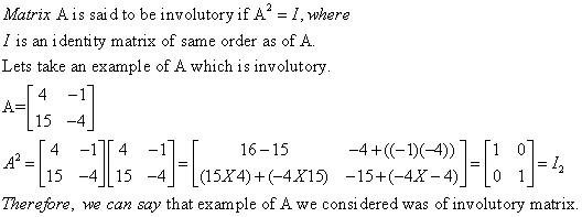 what is involutory matrix and example of involutory matrix