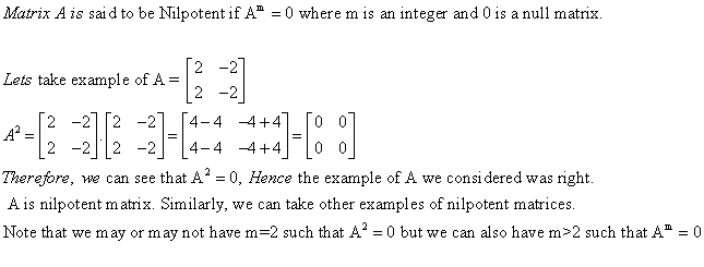 what is nilpotent matrix and one example of nilpotent matrix