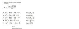Quadratic Formula for Quadratic Equations